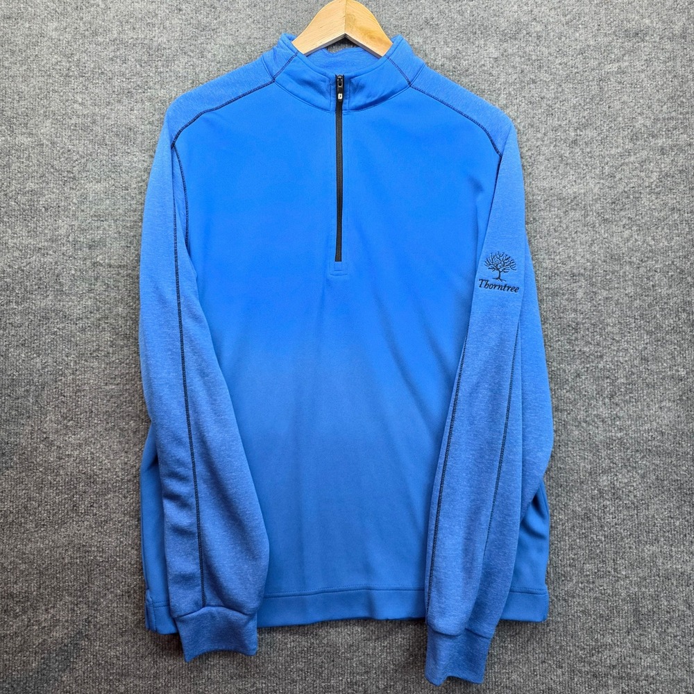 Footjoy FJ Mens Blue Quarter Zip Pullover Golf Shirt‎ Thorntree Logo Size M